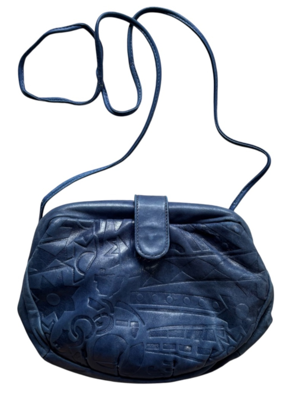 Vintage Letisse Purse Crossbody Genuine Leather Blue Bag 60s England Coquette